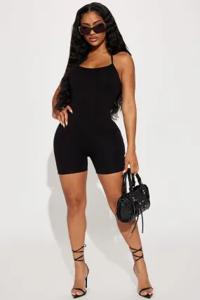 Adri Double Lined Romper - Black