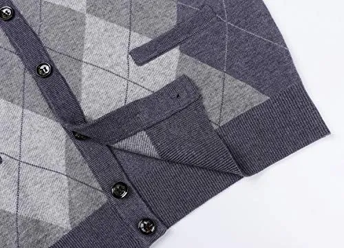 KTWOLEN Gilet da Uomo Inverno V-Collo Senza Maniche Gilet con Scollo V Panciotto Maglione Cardigan Canotte Pullunder Smanicato Pullover (Cardigan_Grigio, XS)