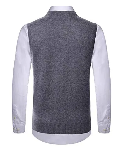 KTWOLEN Gilet da Uomo Inverno V-Collo Senza Maniche Gilet con Scollo V Panciotto Maglione Cardigan Canotte Pullunder Smanicato Pullover (Cardigan_Grigio, XS)