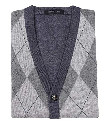 KTWOLEN Gilet da Uomo Inverno V-Collo Senza Maniche Gilet con Scollo V Panciotto Maglione Cardigan Canotte Pullunder Smanicato Pullover (Cardigan_Grigio, XS)