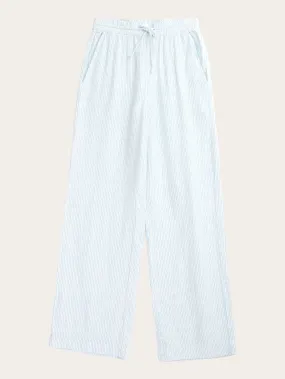 POSEY wide mid-rise double faced stripe pants - GOTS/Vegan - Blue stripe