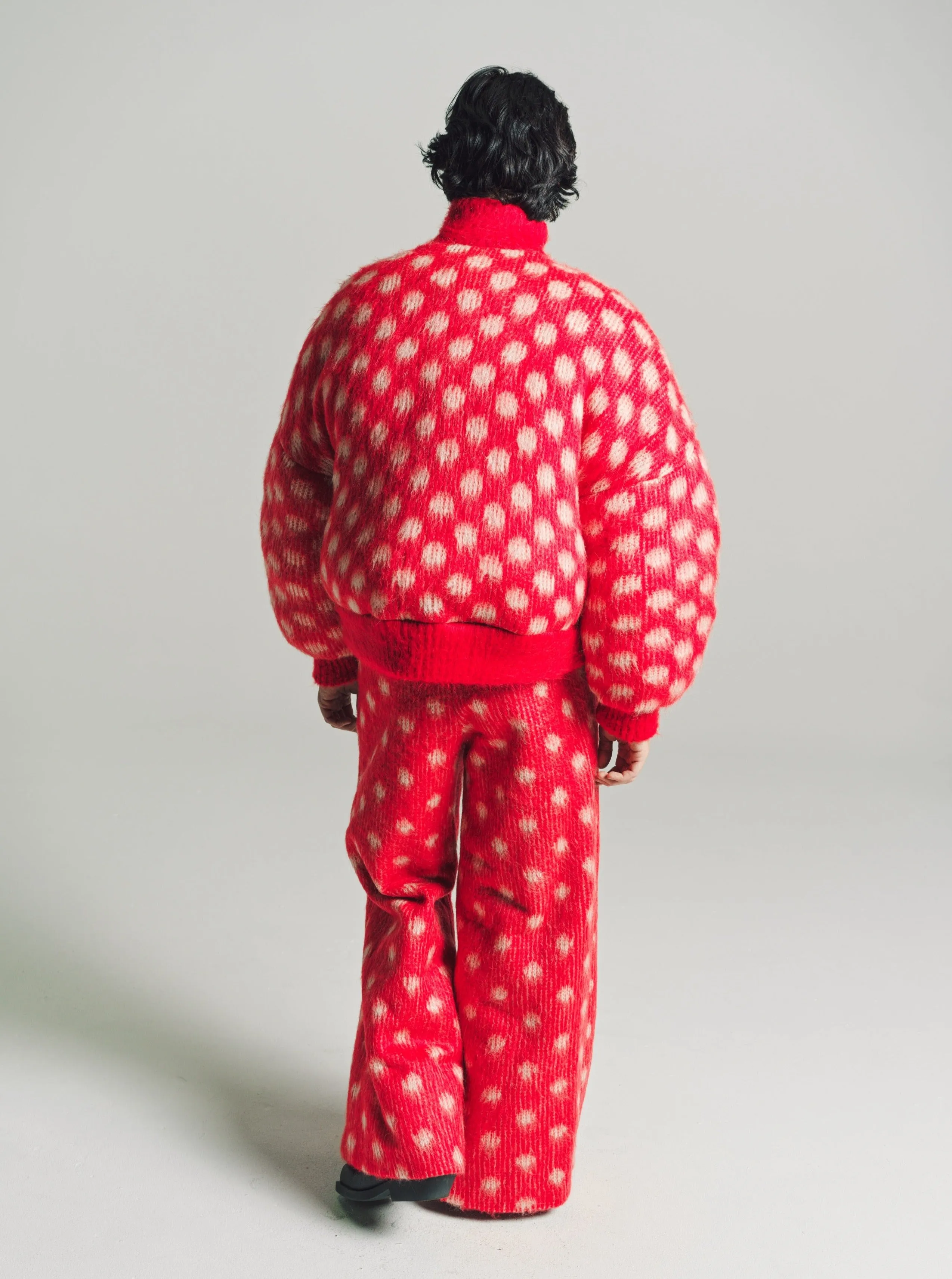 Red Polka Dot Mohair Puffy Jumper