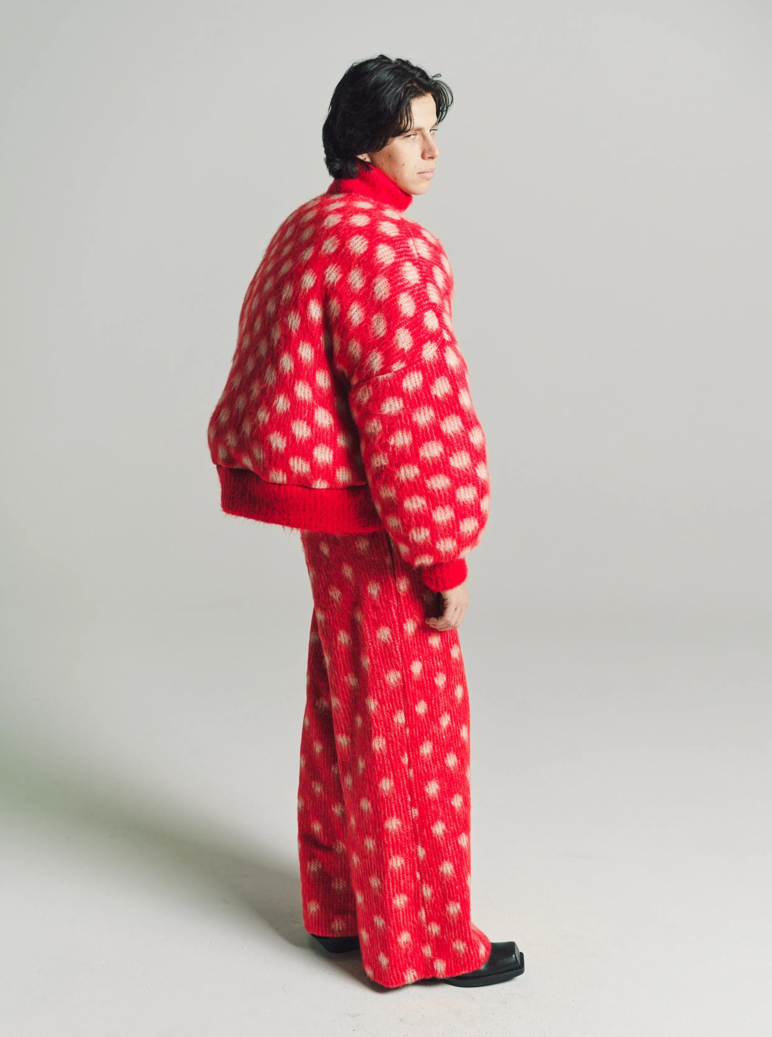 Red Polka Dot Mohair Puffy Jumper