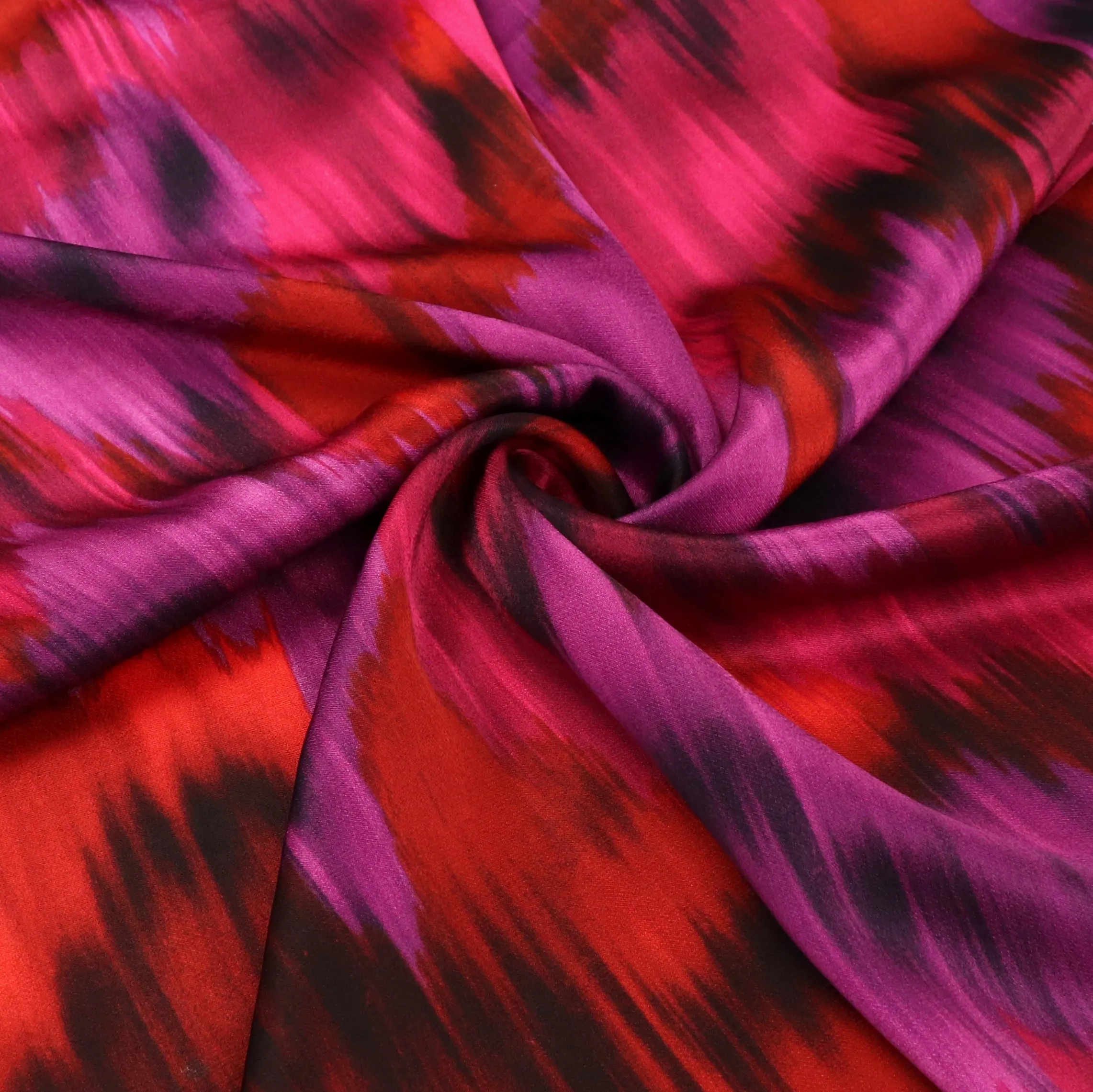 Viscose Satin - Brushstrokes - Pink   Red
