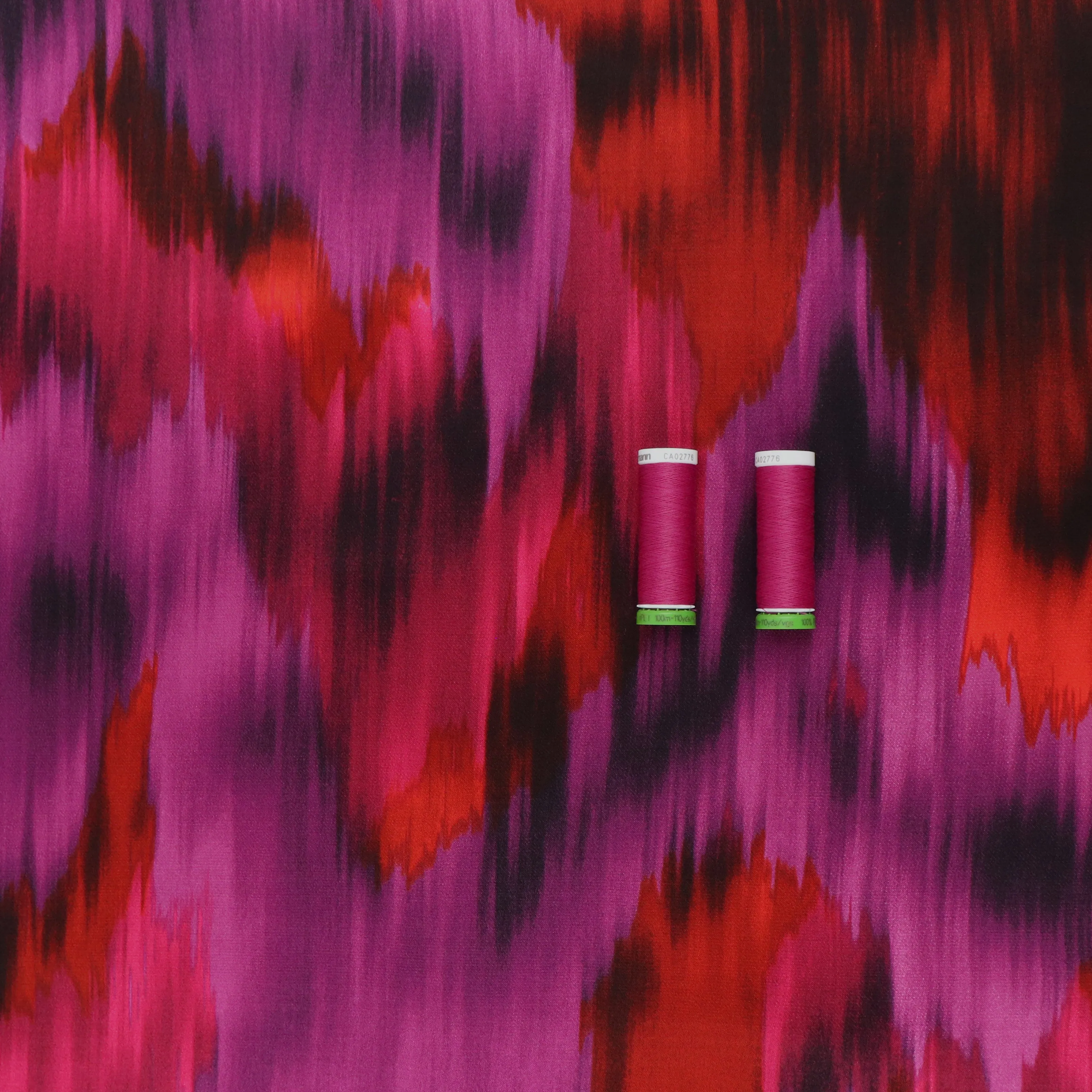 Viscose Satin - Brushstrokes - Pink   Red