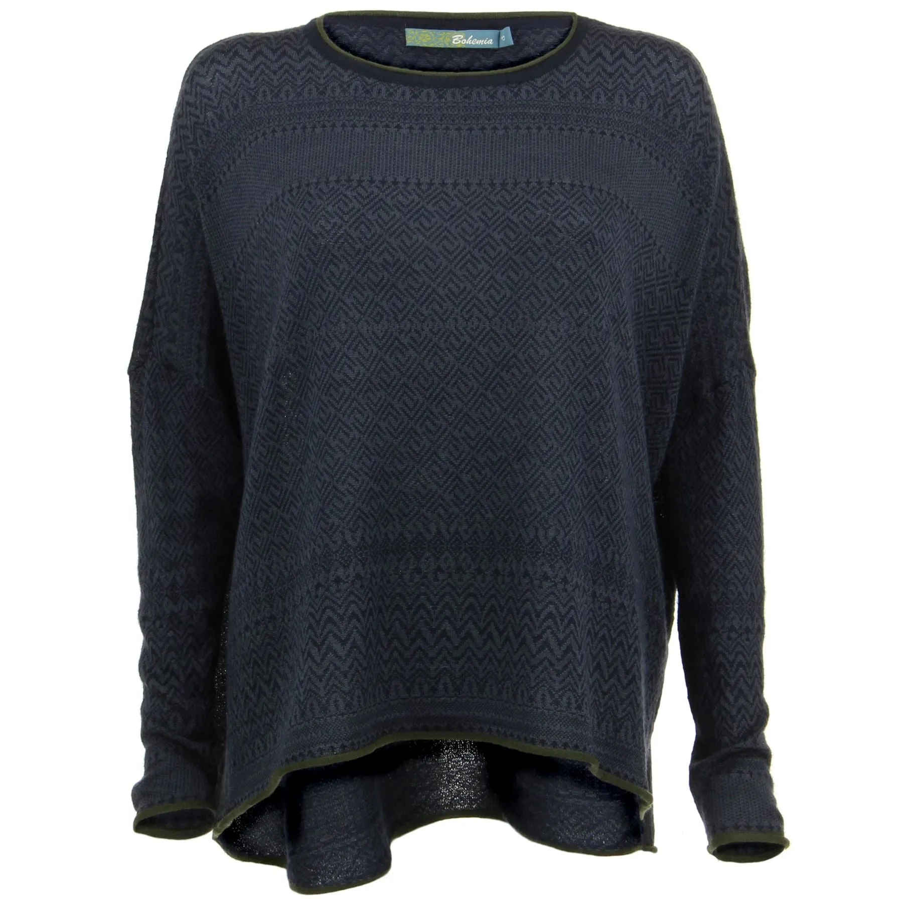 Wool Blend Knit Jumper with Nordic Fair Isle Design - Indigo Grape
