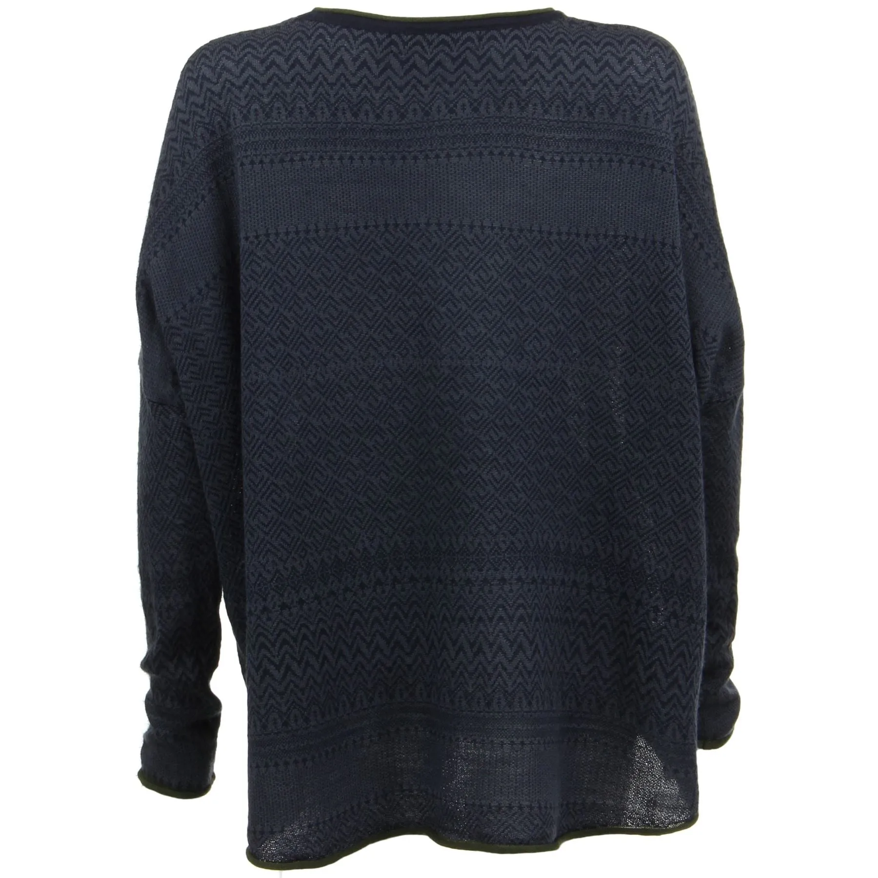 Wool Blend Knit Jumper with Nordic Fair Isle Design - Indigo Grape
