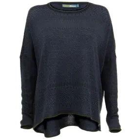 Wool Blend Knit Jumper with Nordic Fair Isle Design - Indigo Grape